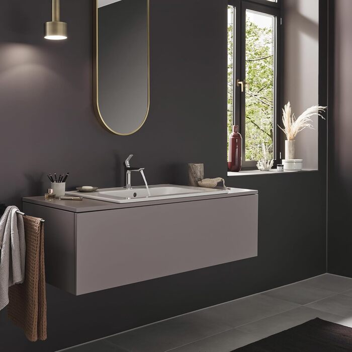 Змішувач для ванної кімнати Hansgrohe Logis Fine з Push-Open, вилив висотою 110 мм, EcoSmart, хром