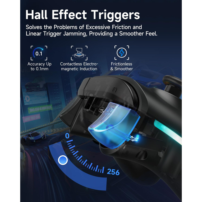 Бездротовий геймпад EasySMX X15 з підсвічуванням RGB, Hall-аналоговий джойстик та тригери, Bluetooth для PC/Switch/Android