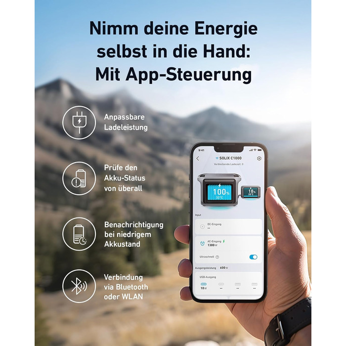 Anker SOLIX C1000 - Портативна електростанція, LiFePO4, 1800W, Швидка зарядка, для кемпінгу та резервного живлення (Сонячна панель опційно)
