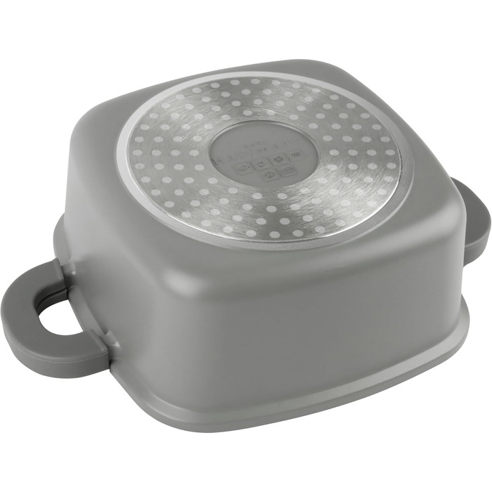 Каструля з антипригарним покриттям 10 літрів, діаметр 28 см, з кришкою, з алюмінієвого лиття, для всіх типів плит (в т.ч. індукційних), сірого кольору. Ідеально підходить для приготування супів, тушкування та інших страв.