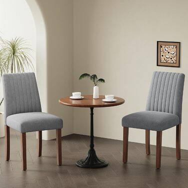 COLAMY Комплект з 2 обідніх стільців, м'який дизайн, спинка, для кухні, ресторану, сірий колір