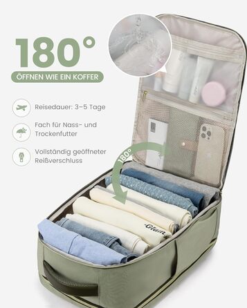 LOVEVOOK Рюкзак ручної поклажі, 40L, для подорожей, дамський, водонепроникний, для ноутбука 17 дюймів, кофр-рюкзак, для роботи, ділових поїздок, Weekender, оливково-зелений, світло-бежевий, оливково-зелений