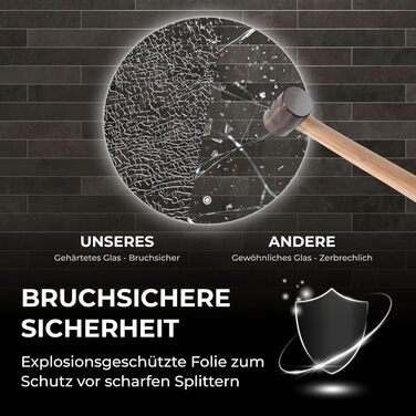 Дзеркало для ванної кімнати BR Bringer LED, діаметр 80 см, з підсвічуванням, протизапітнінням, регулюванням яскравості, енергозбереженням, 3 кольори світла, сенсорне керування та функція пам'яті (BRRS201)