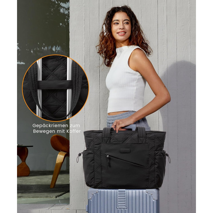 LOVEVOOK Сумка-шоппер для жінок, велика, робоча сумка, торбинка-шоппер, сумка для ноутбука 15,6/17,3 дюйма, сумка для навчання, офісна сумка, сумка для роботи, універсальна чорна сумка LOVEVOOK