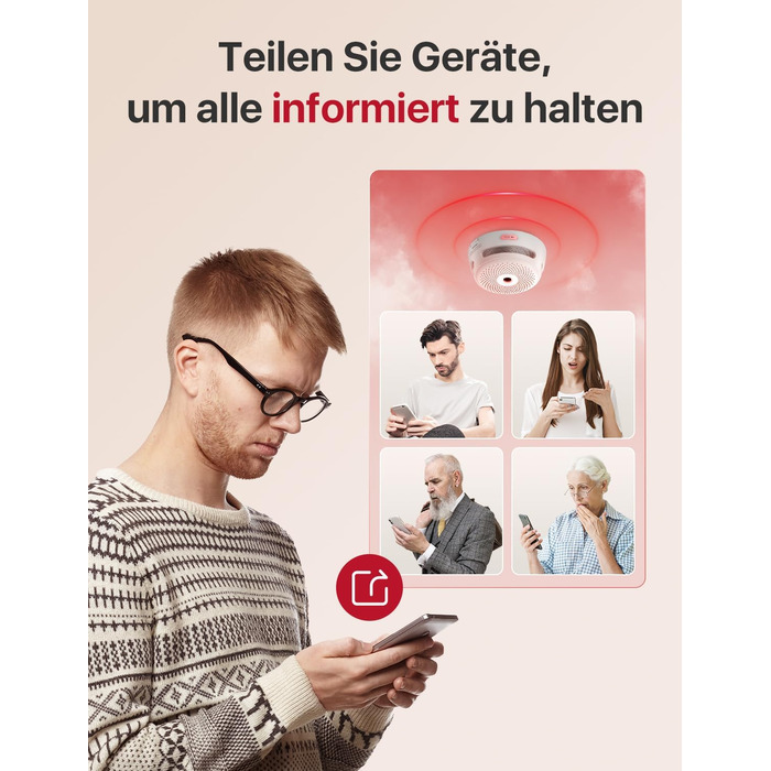 X-Sense комплект димових датчиків з базовою станцією SBS50 (6 шт.), сертифікований EN 14604, Wi-Fi, сумісний з додатком X-Sense Home Security, білий