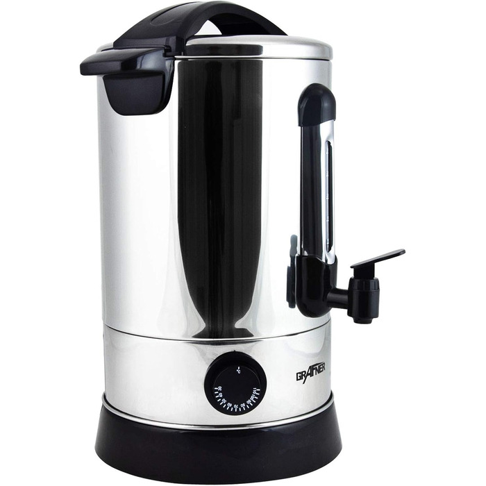 Електричний диспенсер для глінтвейну Grafner XL з нержавіючої сталі, 8,8 л, 1500 Вт, з краном, термостатом та захистом від перегріву