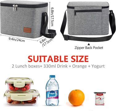 Сумка-холодильник Aosbos, маленька легка сумка для ланчу, ізольована сумка для ланчу, сумка для роботи, Школи, водонепроникна сумка із застібкою-блискавкою, Термальна сумка