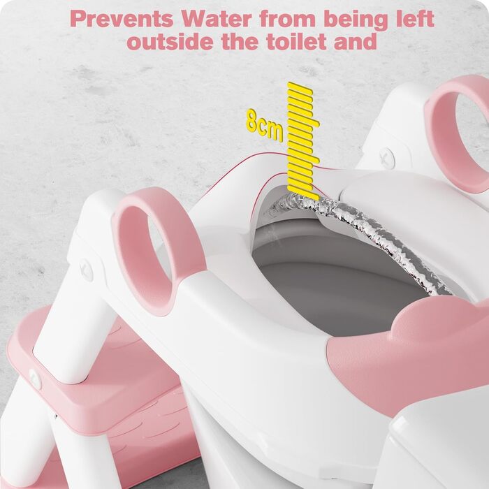 Дитячий унітаз-сходинка з ручками, рожевий - для хлопчиків та дівчаток, 2-в-1, антиковзкий