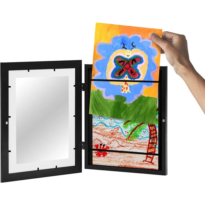 Рамка для фотографій для дітей в чорному кольорі, 21,6 x 28,9 см, з матовою обробкою і 10 x 12,5 см, композитна дерев'яна рамка для фотографій розміром 25,4 x 32,5 см, 25,4 x 32,5