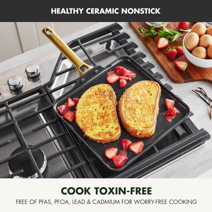 Набір сковорідок GreenPan Reserve: керамічне покриття, 3 шт. (20, 24, 28 см + квадратна сковорода-гриль 24x24 см), чорний