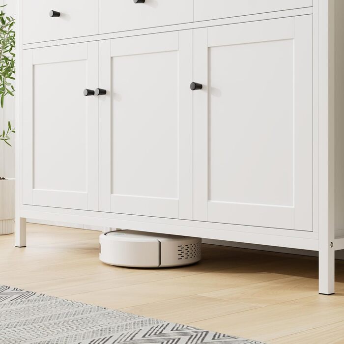 Білий комод-буфет FirFurd з 3 шухлядами та 3 дверцятами для кухні, вітальні, їдальні, 108x38x98,5 см, регульована полиця