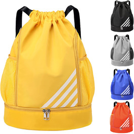 Спортивна сумка Tokeya на шнурку для чоловіків і жінок, водонепроникний рюкзак з відділенням для взуття, футбольна сумка для подорожей, йоги, плавання, фітнесу, баскетболу (жовтий)