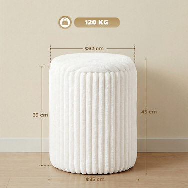 Пуф-комод з двосторонньою кришкою, сучасний велюровий пуф у стилі корду для вітальні та спальні, білий