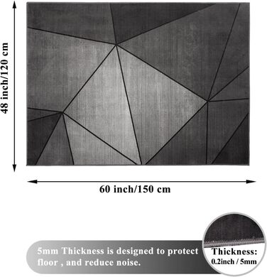 Килимок для захисту підлоги під стілець 90x120 см. Килимок під офісний/ігровий стілець, захист для твердих підлог, антиковзаюча підстилка для стільця.