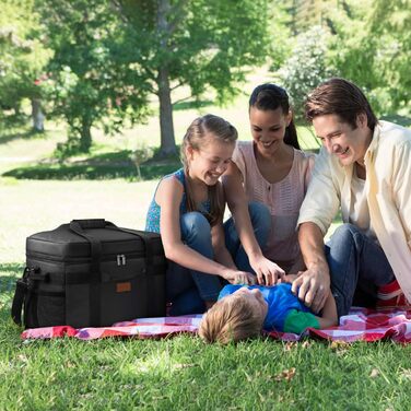 Термосумка-холодильник Lifewit 30л для пікніка, їжі та напоїв, чорна. Ізольована сумка-холодильник для роботи, кемпінгу, пляжу