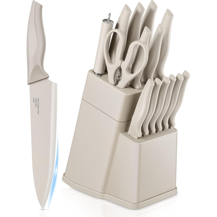 Набір ножів Homikit з підставкою: 6 стейк-ніжів, кухонні ножі, ніж для заточування, нержавіюча сталь, кухонний аксесуар