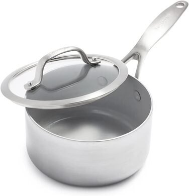 GreenPan Venice Pro Tri-Ply Набір посуду 10 предметів: каструлі та сковорідки, здорове антипригарне покриття, нержавіюча сталь, індукція, придатний для духовки та посудомийної машини, без PFAS, срібний