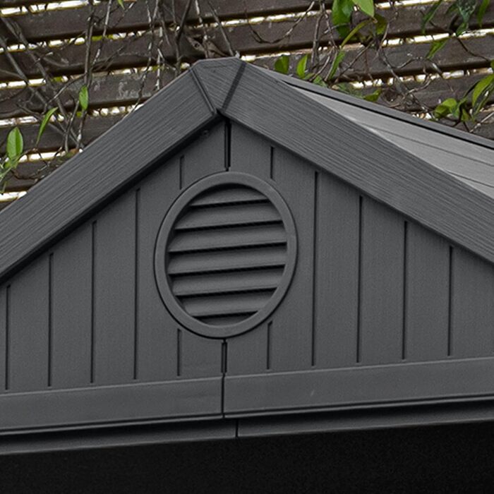 Сарай садовий Keter Darwin 4x4 м², сірий - пластиковий, з вентиляцією та дверима для інструментів 25x184x205 см