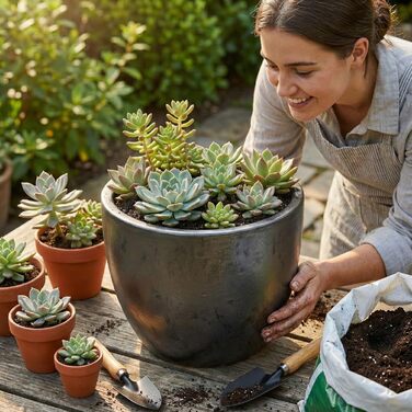 Керамічний горщик Teramico Premium – ручної роботи, морозостійкий, для квітів, 60х50 см (Антрацит)