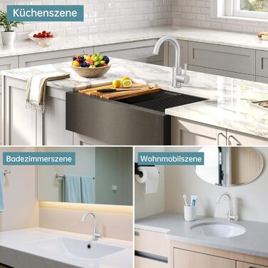 Змішувач для ванної кімнати Fransiton Bad Hoch, водозберігаючий настінний змішувач для раковини (нержавіюча сталь)