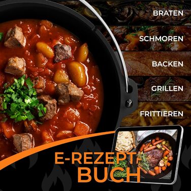 Чавунний казан Dutch Oven 9л з ніжками та знімачем кришки, набір для приготування їжі на відкритому вогні (на 6-10 осіб)