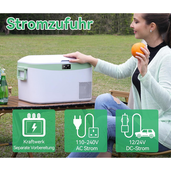 Автохолодильник BINGI 18л портативний 12/24V та 230V, міні-морозильник для авто, кемпінгу, дому (15°C до -18°C), білий