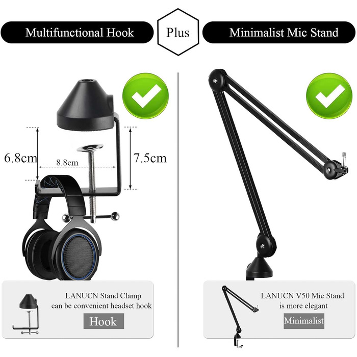 Мікрофонний стійкий кронштейн Mikrofon Arm V50 3/8