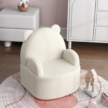 AIYAPLAY Дитяче крісло Teddy Fleece Bear Shape для дітей 1,5-3 років, зручний дитячий диван для дитячої кімнати та ігрової кімнати, бежевий