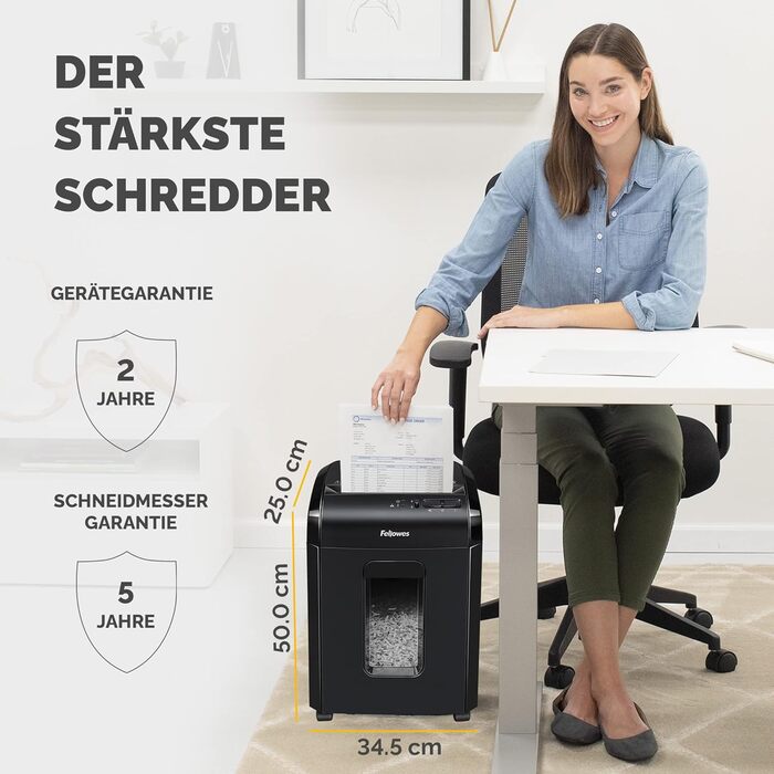 Шредер Fellowes Microcut P5: знищення 2000+ частинок/A4, 10 аркушів, 19л контейнер, безпечний, чорний
