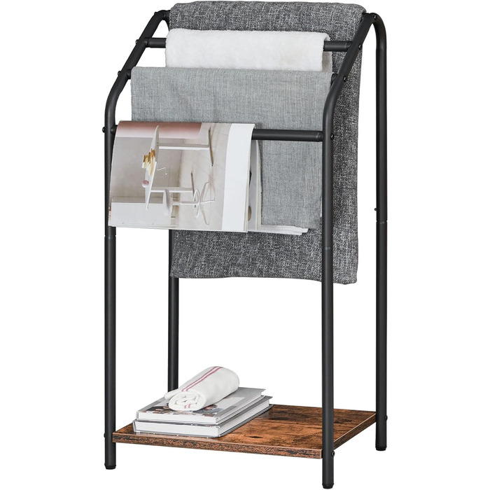 Підставка для рушників HOOBRO, стояча, велика, з 4 перекладинами, 41,5 x 28,5 x 79,5 см, вішалка для одягу, рушників, ковдр, економна, стабільна, в індустріальному стилі