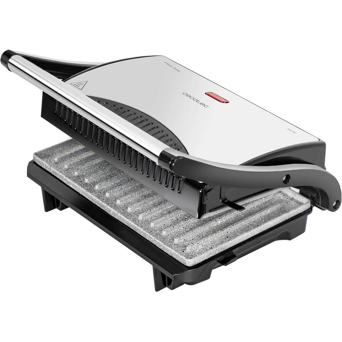 Електрогриль Cecotec Rock'nGrill 700W з антипригарним покриттям, 23x14.5 см, без PTFE та PFOA, плаваюча платформа, холодний ручка, індикатор, вертикальне зберігання