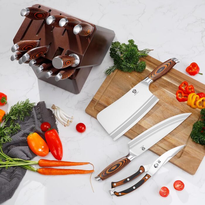 Набір ножів Wildmok 7 шт. з нержавіючої сталі, преміум-якість, з ручкою з пакавуду