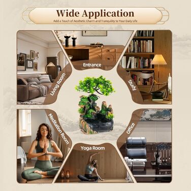 Фонтан для дому | Фонтан-водоспад | Декоративний фонтан для вітальні та офісу | З насосом | 19 x 13 x 28.5 см