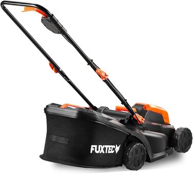 Акумуляторний газонокосарка FUXTEC 40V (2x20V) E1RM20 з 2x20V Li-Ion акумуляторами 2Ah та подвійним зарядним пристроєм – ширина зрізу 33см, регульована висота зрізу