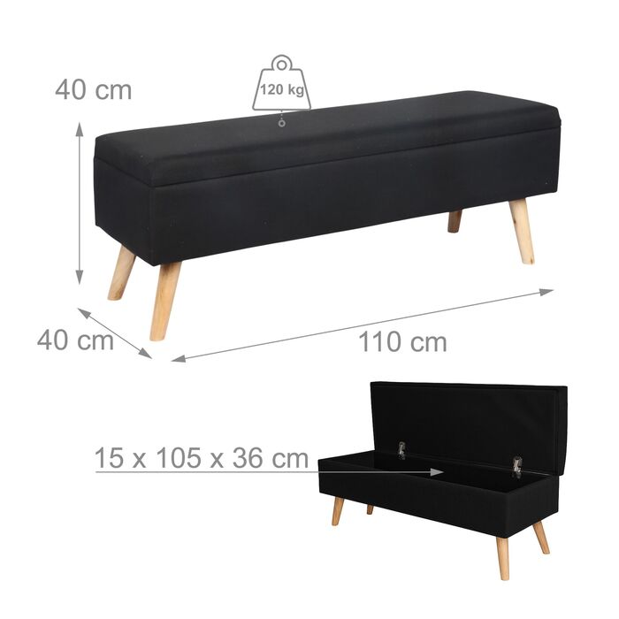 Лавка Relaxdays з місцем для зберігання, з текстурою льону