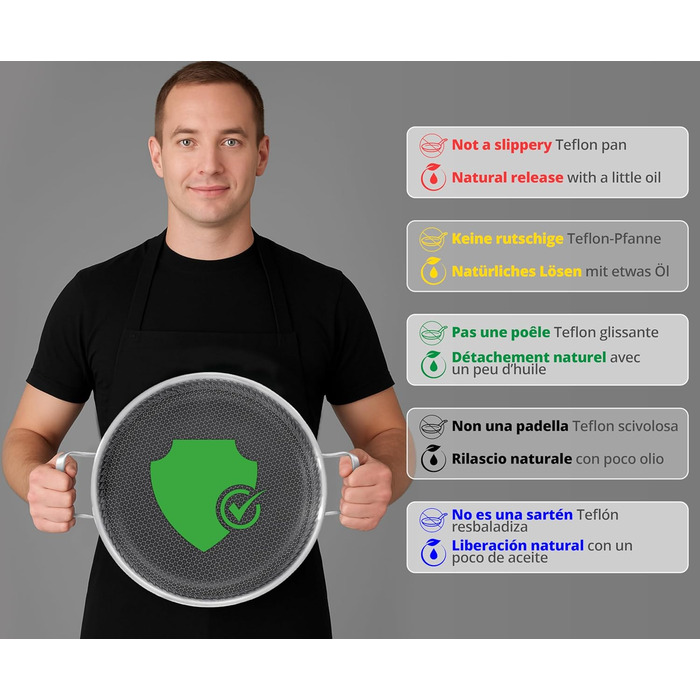 INTIGNIS® Сковорода з кришкою – 30 см (12 дюймів) – 6 л – з антипригарним покриттям | Стійка до подряпин | Глибока | Без хімікатів | Сковорода з нержавіючої сталі