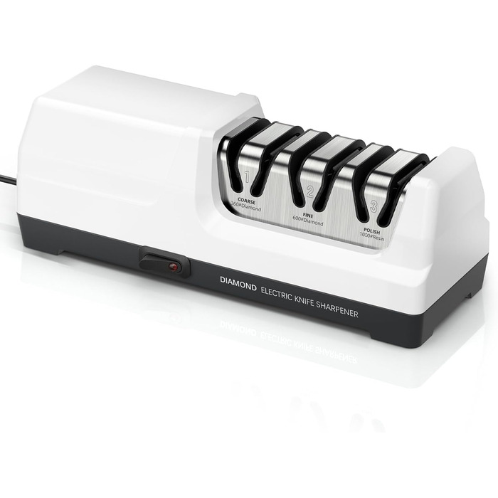 Електричний точило для ножів MusyVocay з алмазним покриттям, професійне 3-ступеневе, кухонне, для грубого шліфування та ремонту