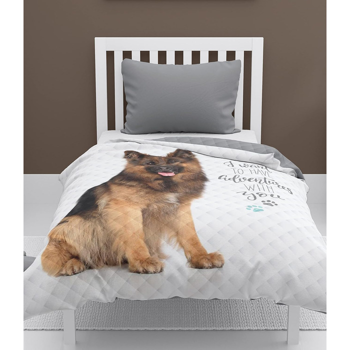 Покривало дитяче Carpe Sonno для дитячих ліжок 170 х 210 см з кольоровою дизайнерською ковдрою для двостороннього - односпальне та принтоване для дітей односпальне ліжко стьобане (собака)
