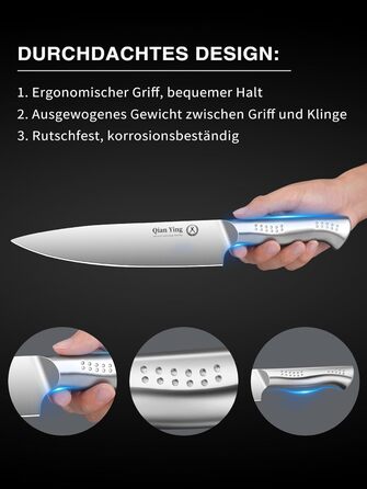 Набір кухонних ножів 14 предметів у блоці: кухонні ножі, ніж кухарський, шліфувальник, подарунок мамі. Білий набір ножів