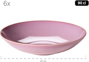 Набір тарілок для 6 осіб у вінтажному середземноморському стилі, сучасна їдальня з 12 страв з суповими і обідніми тарілками пісочно-сірого кольору, кераміка, (рожевий), 931734 Ossia