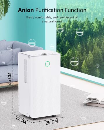 Електричний осушувач повітря 12л/день, тихий осушувач для дому, квартири, підвалу з 3 режимами, таймером 24г, автоматичною відтайкою та енергозбереженням