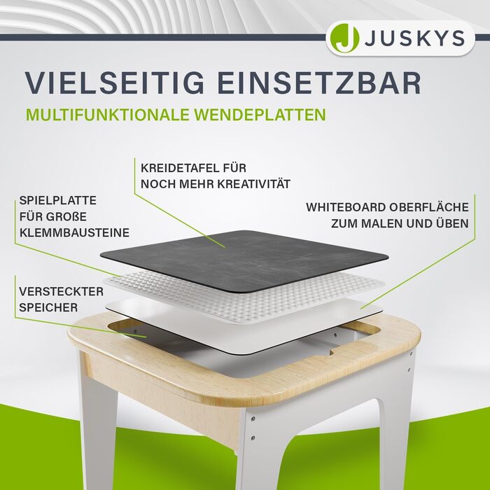 Дитячий стіл та комплект з 2 стільців Juskys Milou - дерев'яний ігровий стіл з місцем для зберігання, дитяча меблі для малювання та ігор (натуральне дерево)