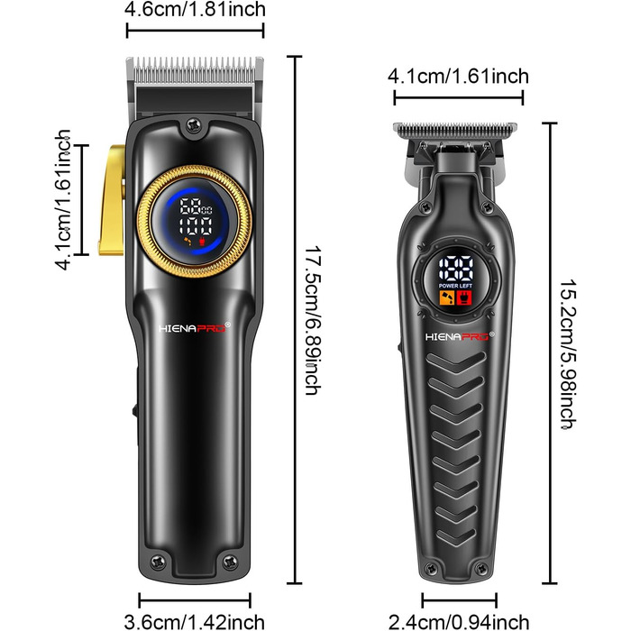 Набір бездротових машинок і тримерів для стрижки волосся HIENA PRO, акумуляторний, LED-дисплей, T-подібне лезо з нульовим зазором