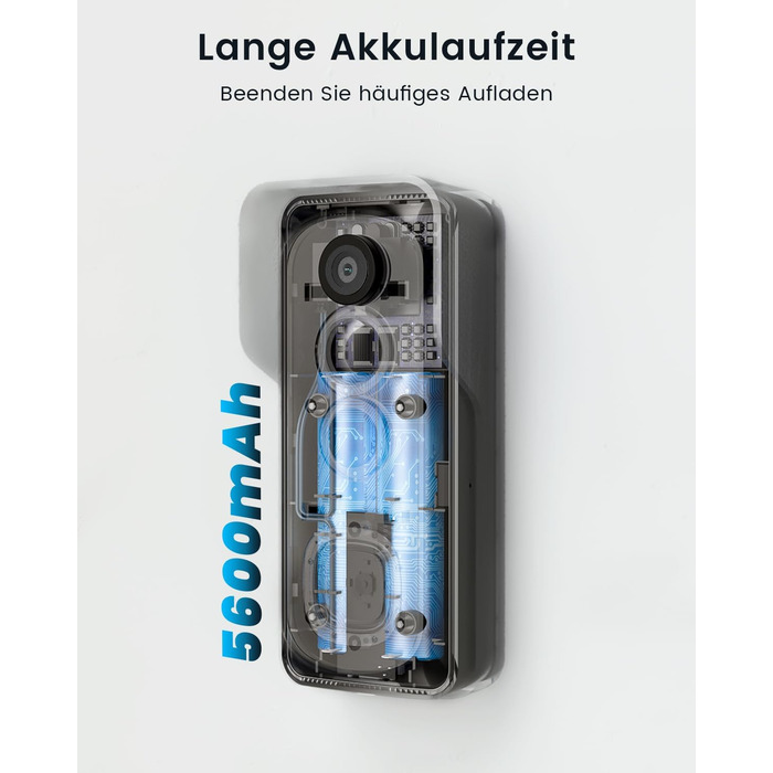 Відеодзвінок ieGeek 2K з камерою: бездротовий, водонепроникний (IP66), AI-розпізнавання руху, нічне бачення, без підписки, сумісний з Alexa, Wi-Fi 2.4GHz, з внутрішнім дзвінком (білий/сірий)