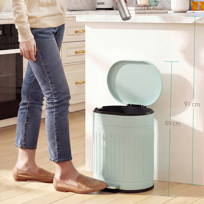 Відро для сміття 20л з педаллю та кришкою, знімним внутрішнім відром, функцією плавного закривання, 36,5 x 31,2 x 45 см, зелений колір