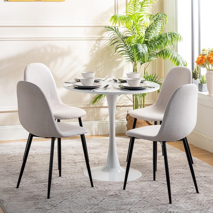 Круглий обідній стіл Cosy - компактний стіл для кухні, вітальні, офісу, 80x80x75 см, білий