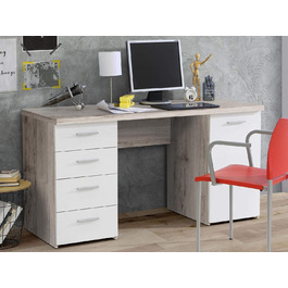 Письмовий стіл Офісний стіл Комп'ютерний стіл Робочий стіл Стіл для ноутбука Офісні меблі Balu I (Пісок, Дуб/Білий Матовий)
