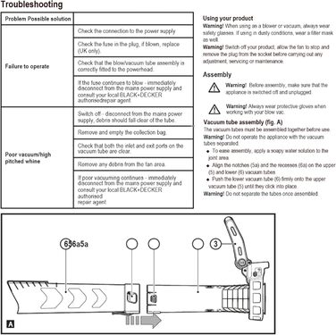 Black+Decker 3-в-1 електропристрій для прибирання листя BEBLV301 (3000 Вт) з подрібнювачем, решетом та мішком-рюкзаком 72л - висока швидкість видуву та регульована потужність всмоктування
