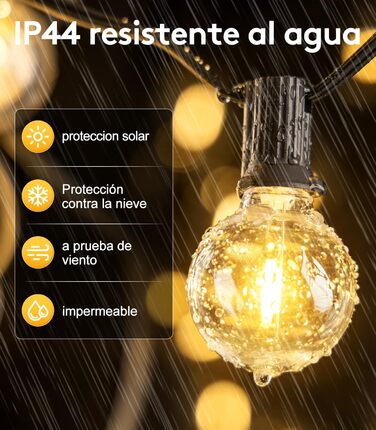 Світлодіодна гірлянда для вулиці 30 метрів - 100ft, IP44, для саду, павільйону, балкону, тераси, вечірки. Гірлянда з лампочками G40, вологостійка