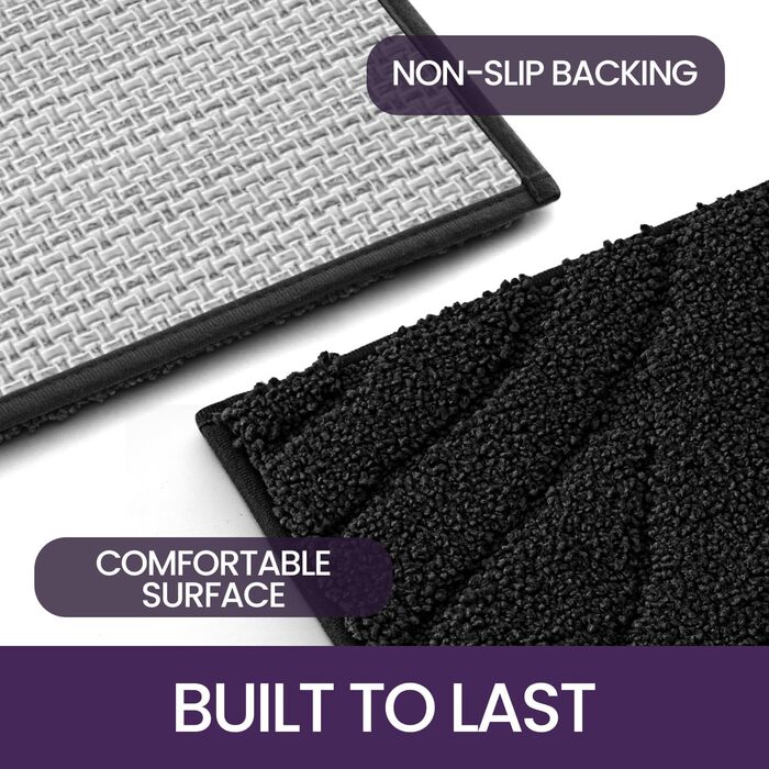 Килимок для ванної кімнати DEXI, чорний, 61 x 92 см, машинне прання, антиковзаюча поверхня